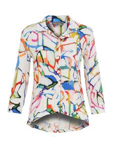 Seersucker Abstract Print Shirt 25644