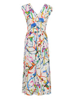Load image into Gallery viewer, Sleeveless Abstract Print Midi Dress 25646
