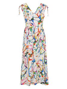 Sleeveless Abstract Print Midi Dress 25646