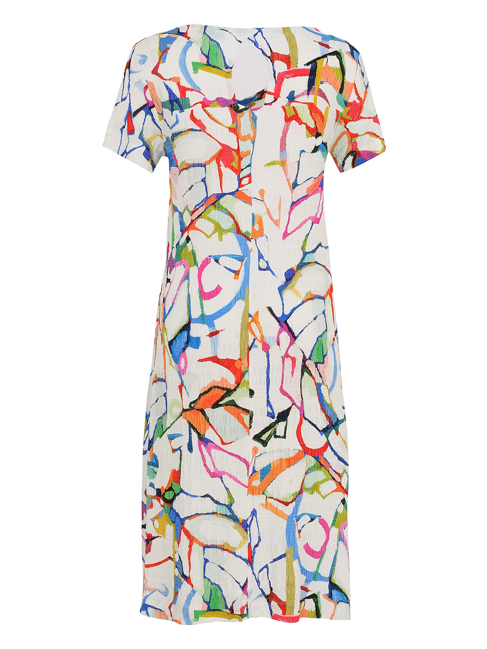 Short Sleeve Abstract Print Midi Dress 25647