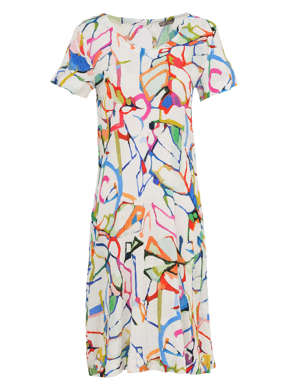 Short Sleeve Abstract Print Midi Dress 25647