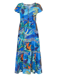 Vibrant Palmetto Print Maxi Dress 25685