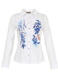 White Floral Print Shirt 25691