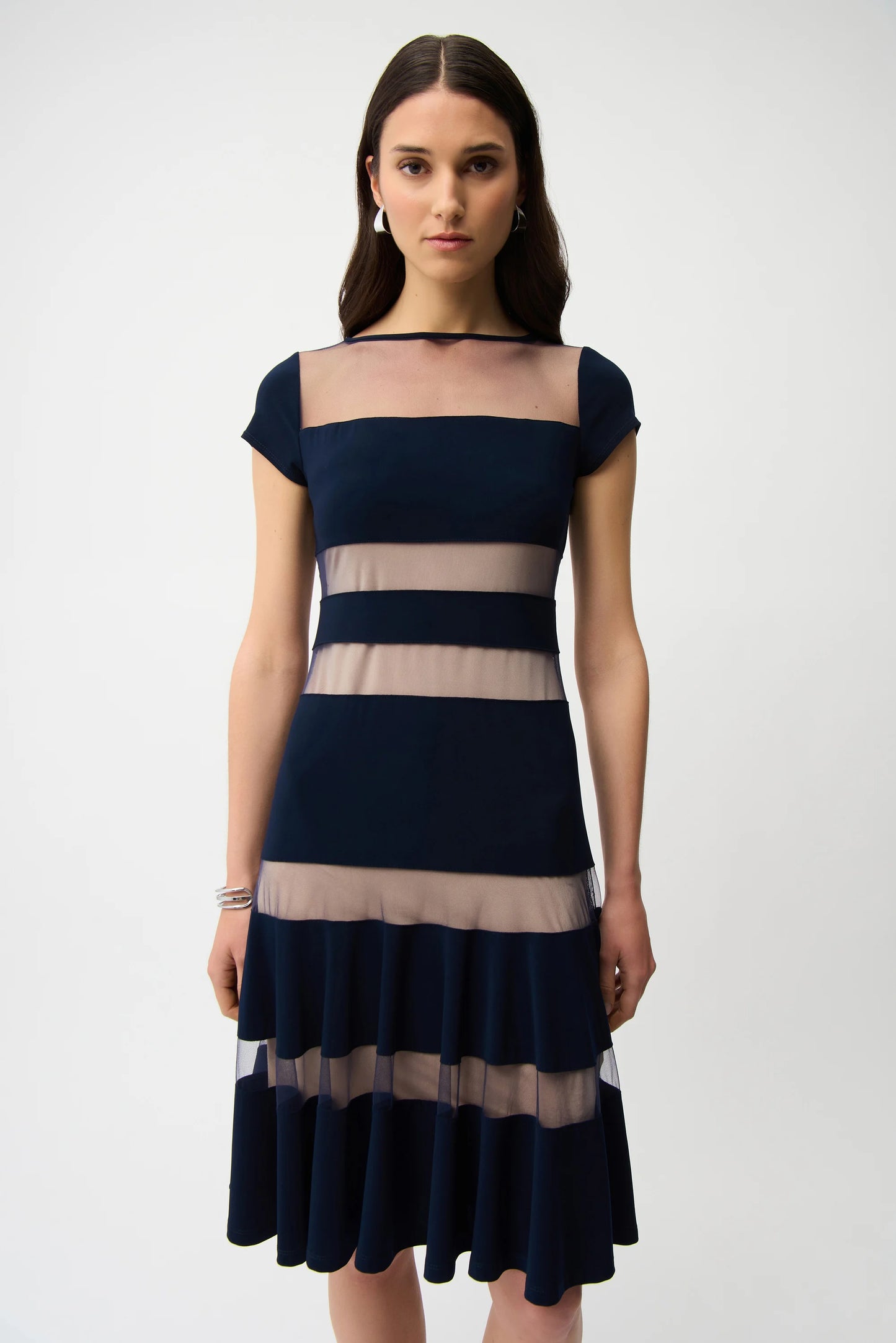 Fit and Flare Dress With Mesh Inserts - Lucindas on-line