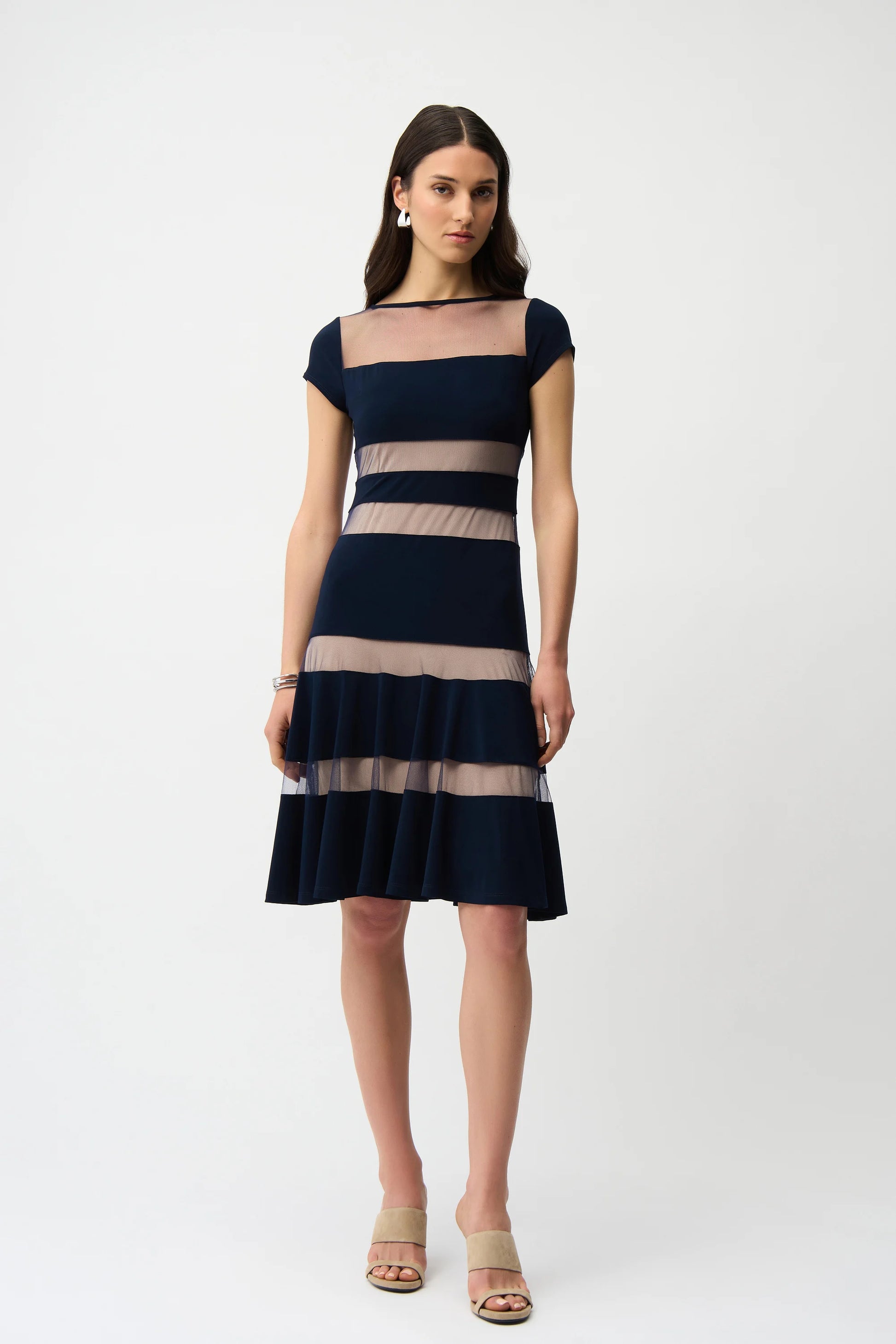 Fit and Flare Dress With Mesh Inserts - Lucindas on-line