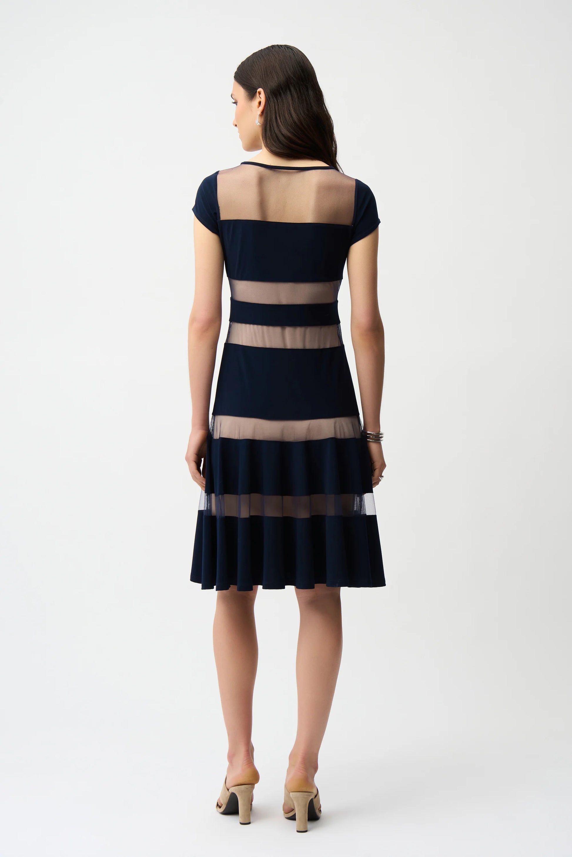 Fit and Flare Dress With Mesh Inserts - Lucindas on-line