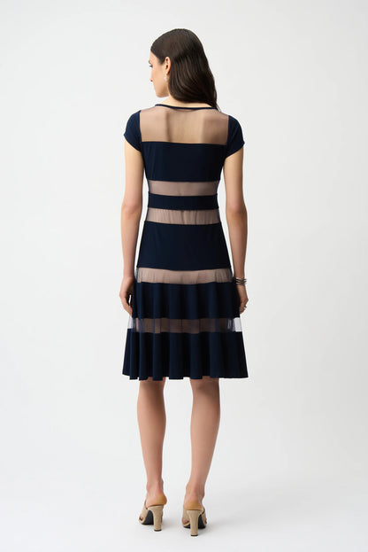 Fit and Flare Dress With Mesh Inserts - Lucindas on-line
