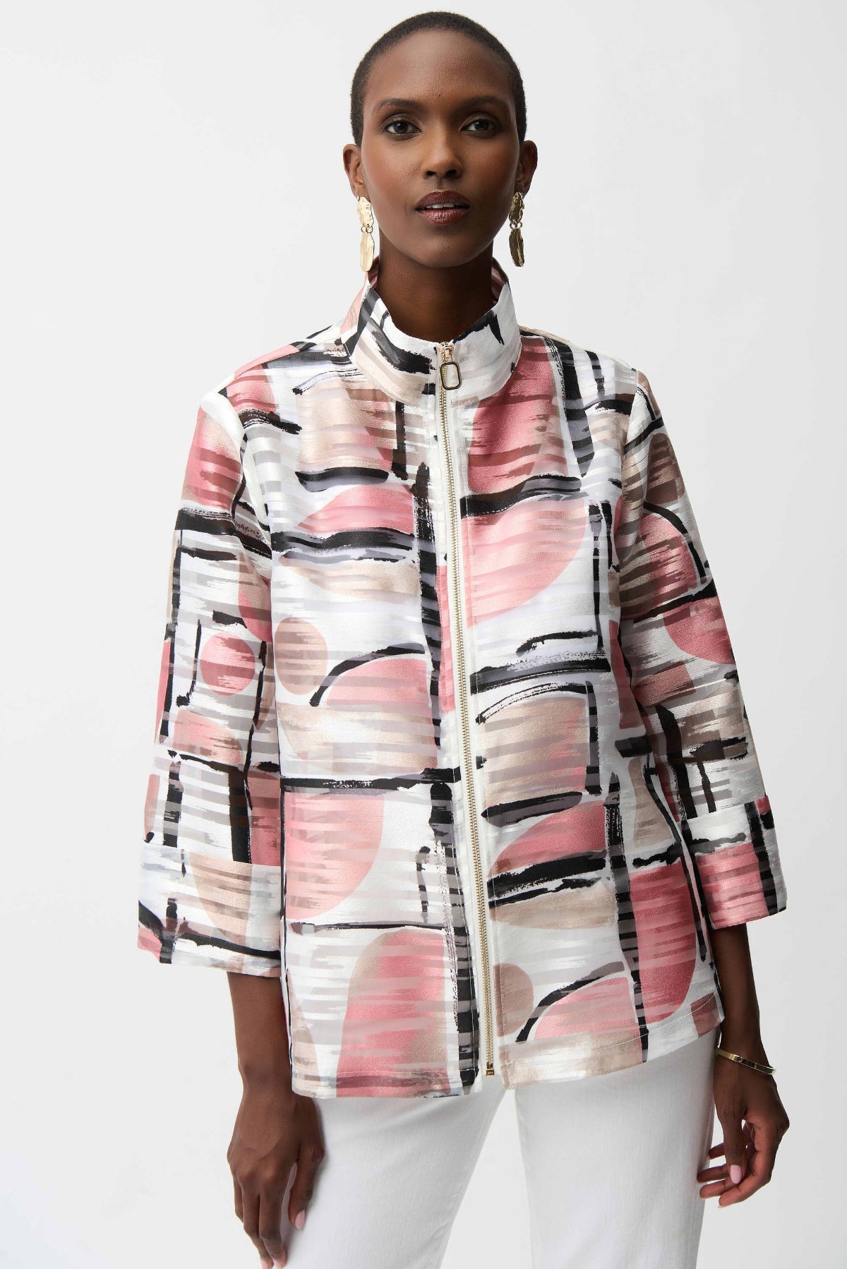 Organza Jacquard Abstract Print Boxy Jacket