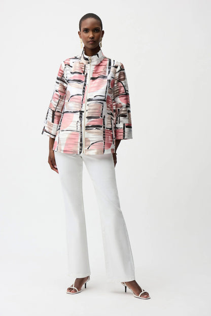 Organza Jacquard Abstract Print Boxy Jacket