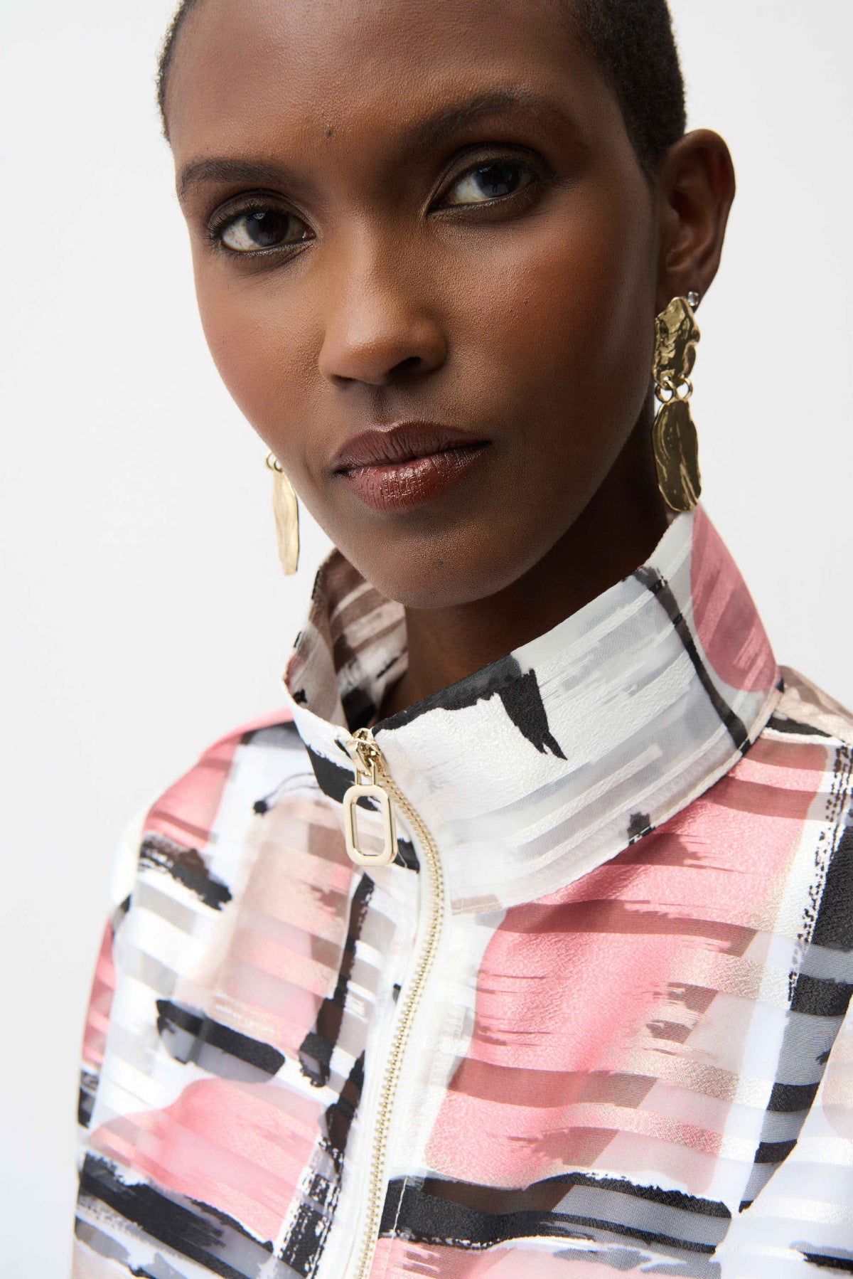 Organza Jacquard Abstract Print Boxy Jacket