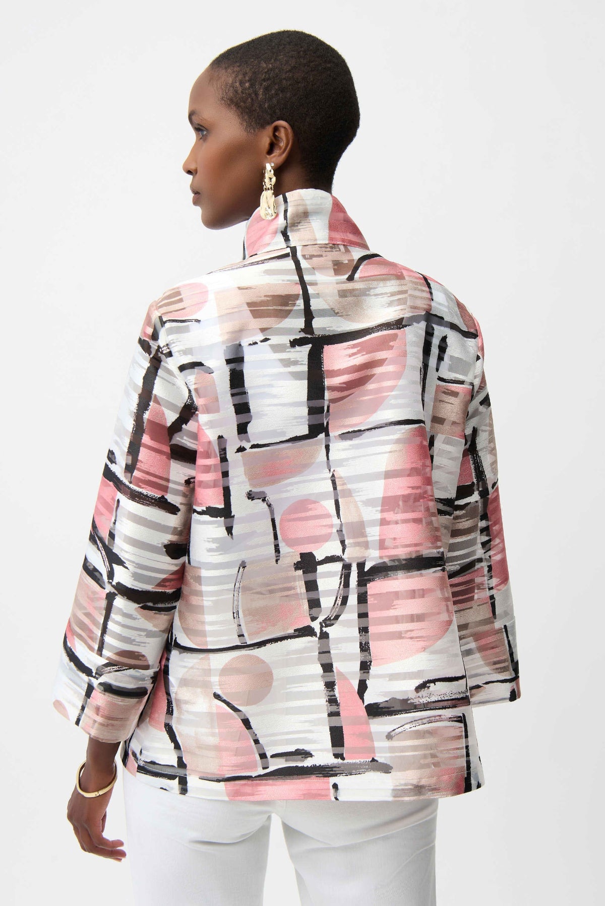 Organza Jacquard Abstract Print Boxy Jacket
