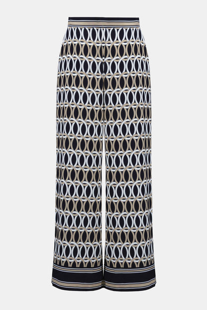 Geometric Print Wide Leg Pull-On Trousers