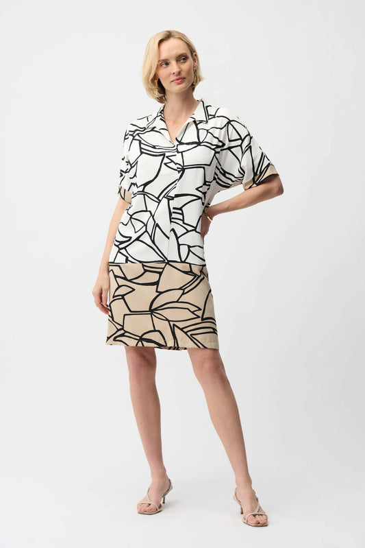 Abstract Print Shirt Dress
