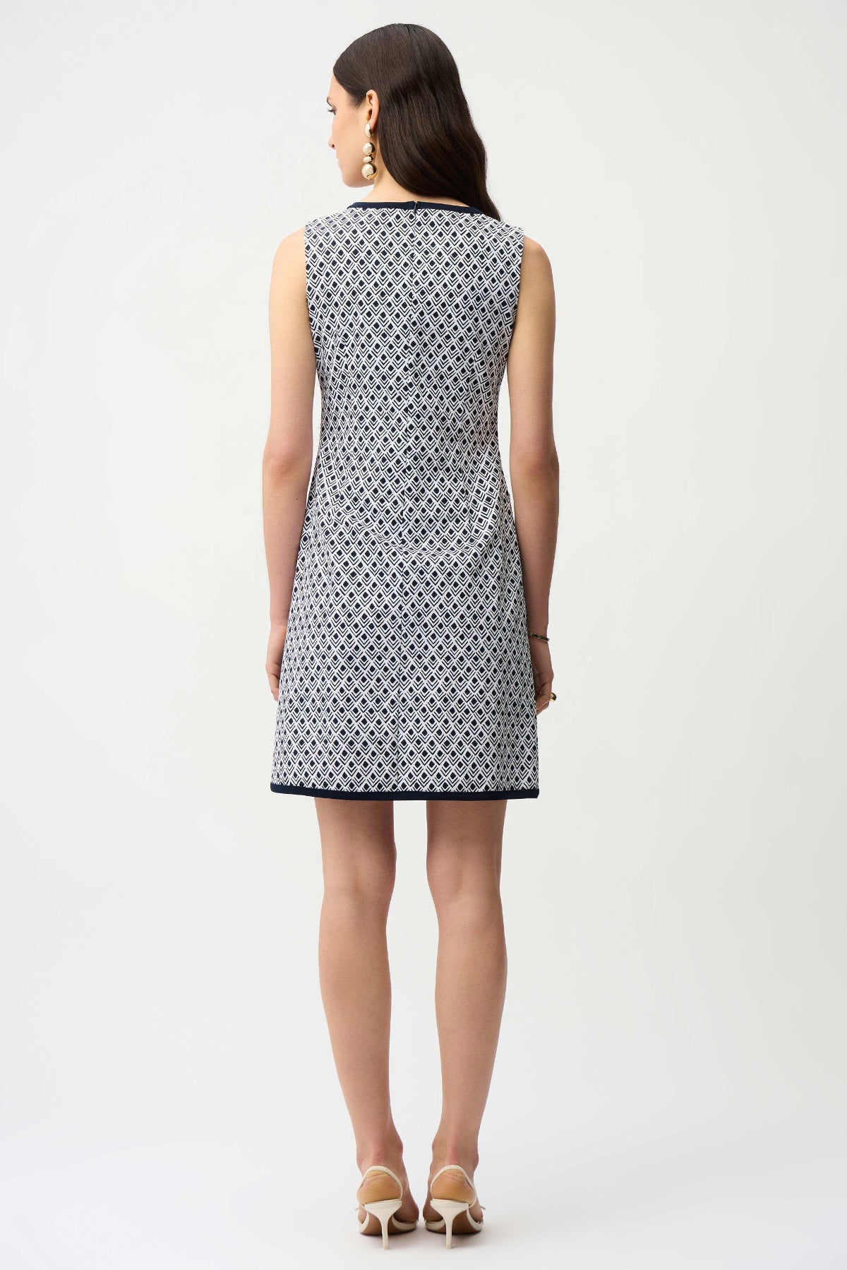 Joseph Ribkoff Geometric Print A-Line Dress With Contrast Trim