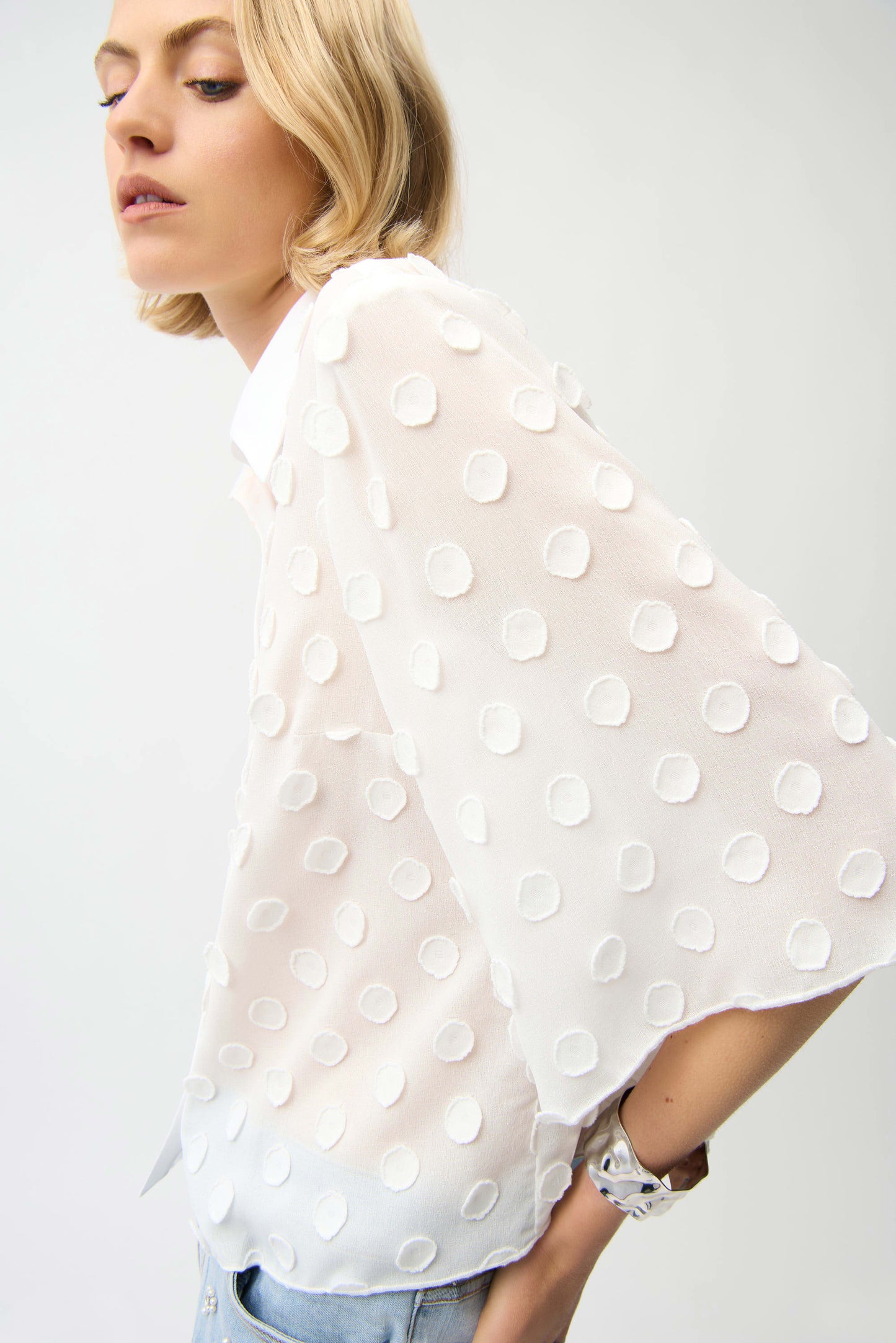 3D Dot Jacquard Boxy Blouse