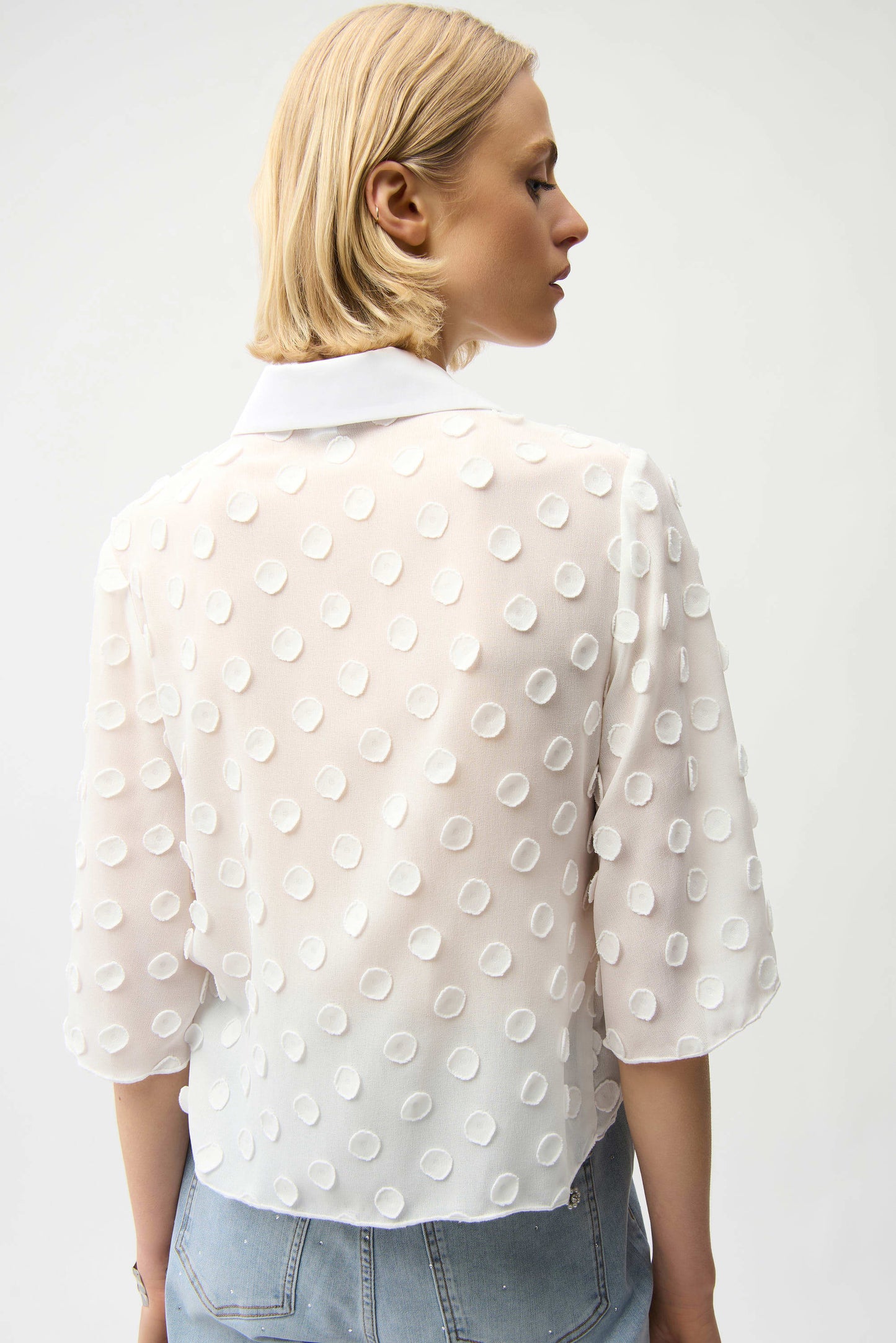 3D Dot Jacquard Boxy Blouse