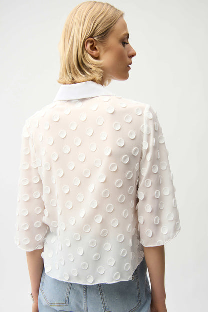 3D Dot Jacquard Boxy Blouse