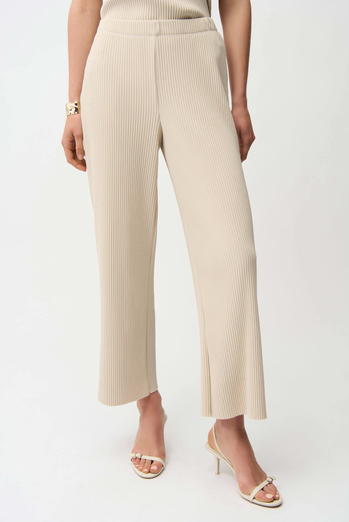 Pleated Scuba Crepe Wide Leg Pull-On Trousers