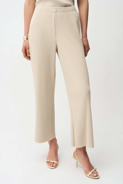 Pleated Scuba Crepe Wide Leg Pull-On Trousers