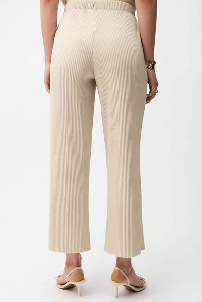 Pleated Scuba Crepe Wide Leg Pull-On Trousers