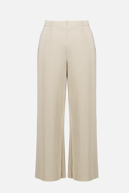 Pleated Scuba Crepe Wide Leg Pull-On Trousers