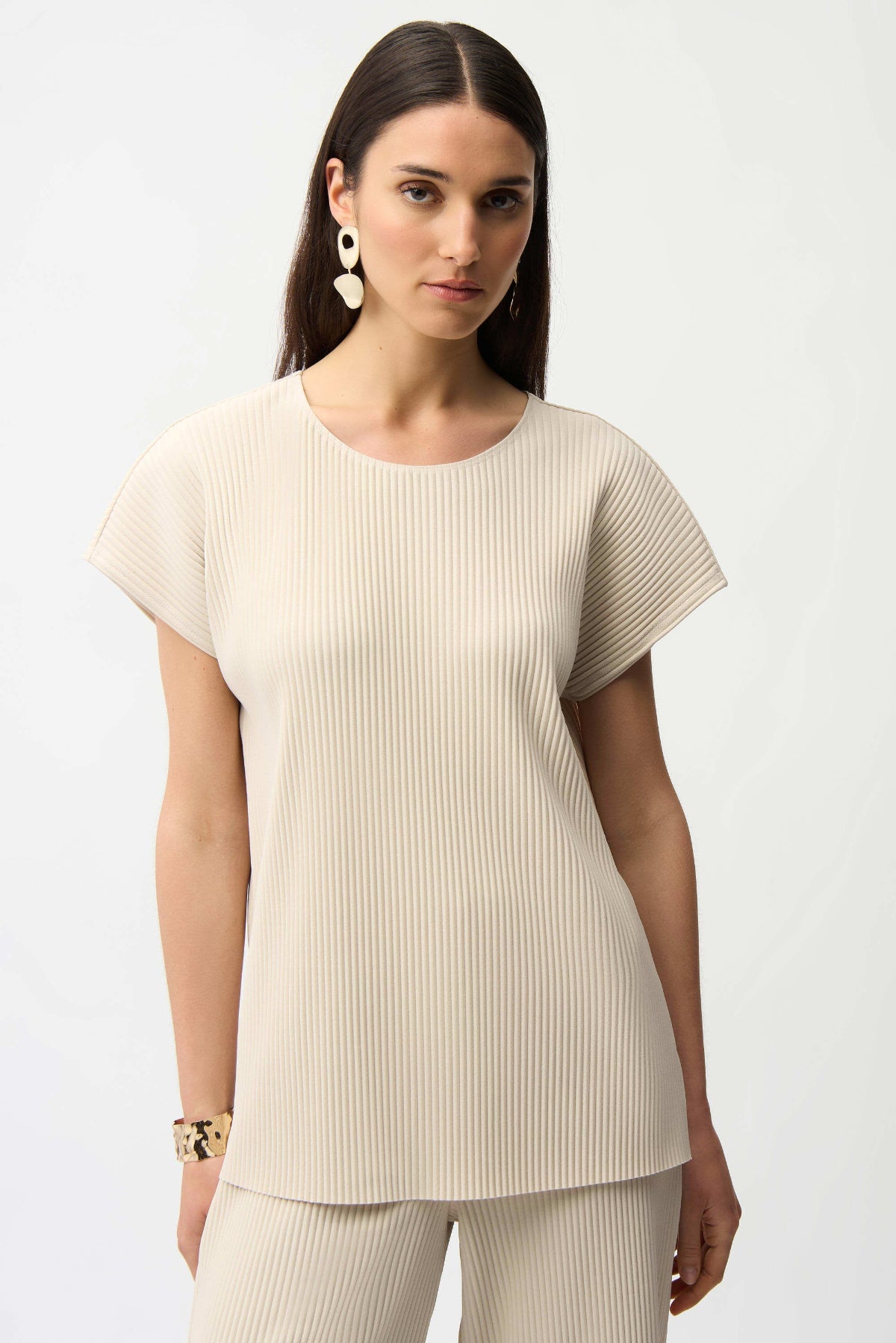 Joseph Ribkoff Pleated Scuba Crepe Boxy Top