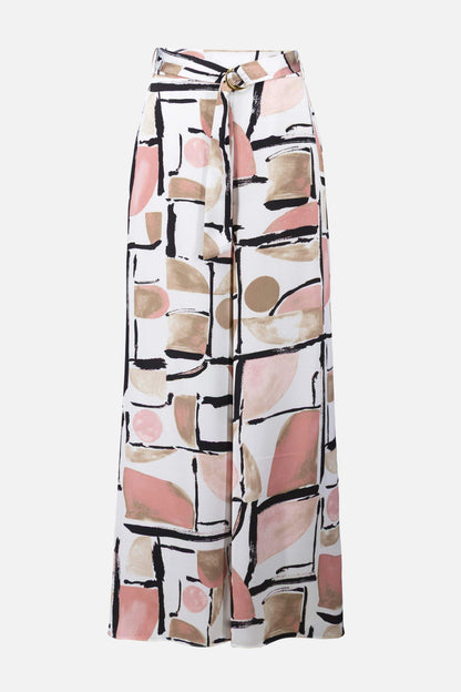 Recycled Satin Abstract Print Wide Leg Pull-On Trousers
