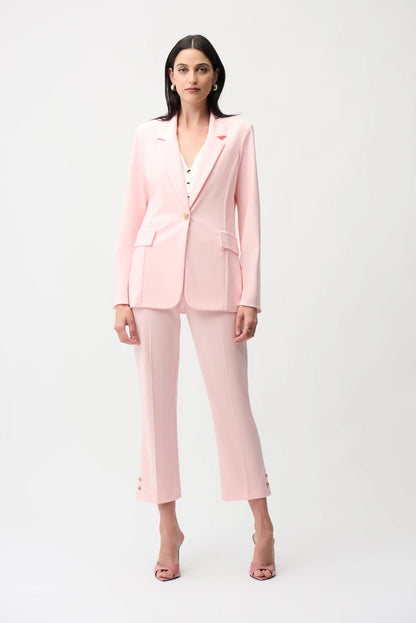 Silky Knit Fitted Blazer With Statement Button