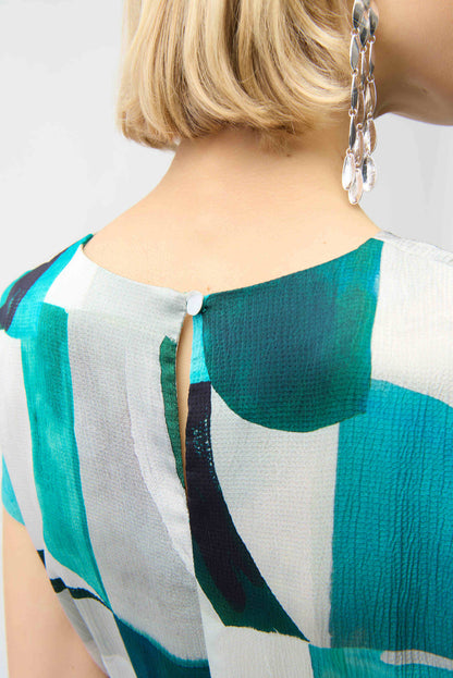 Textured Satin Geometric Print Fit and Flare Dress