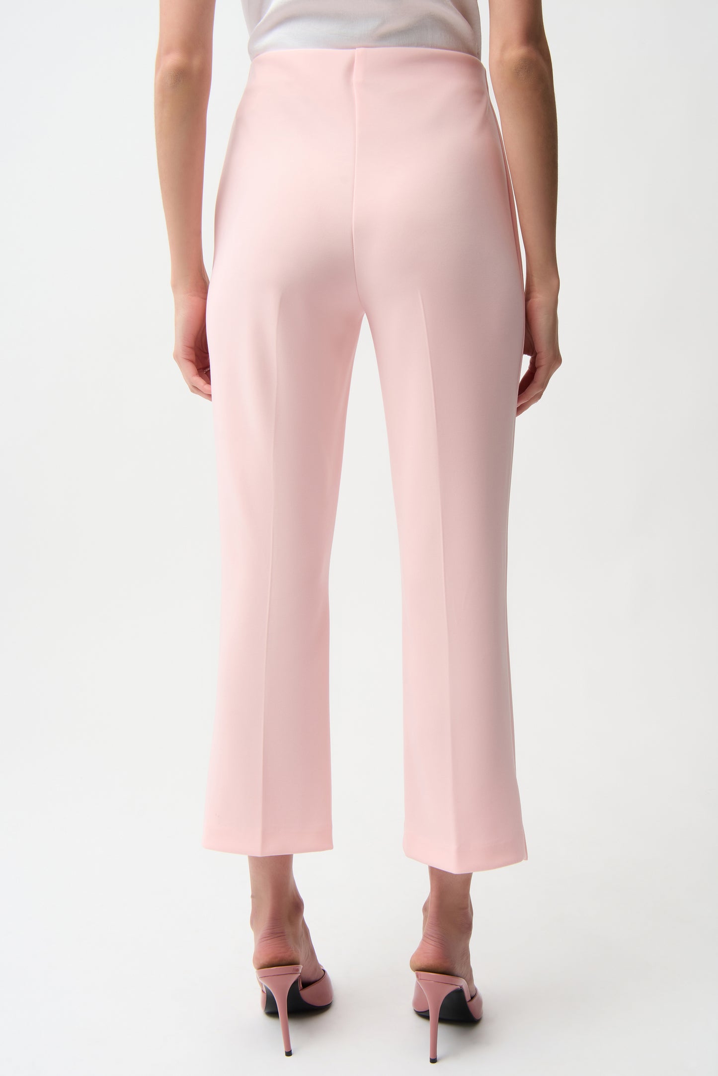 Pink Crop Pull-On Trousers With Gold Buttons