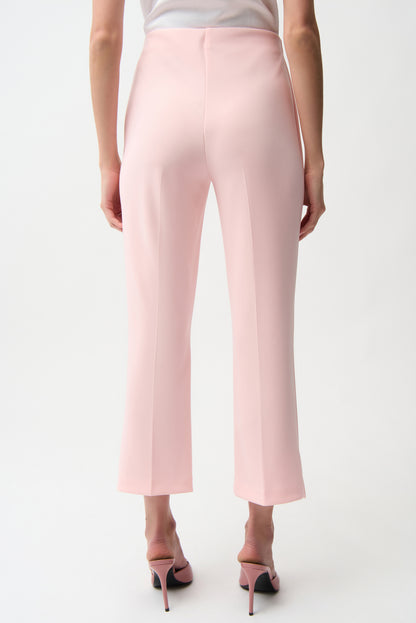 Pink Crop Pull-On Trousers With Gold Buttons