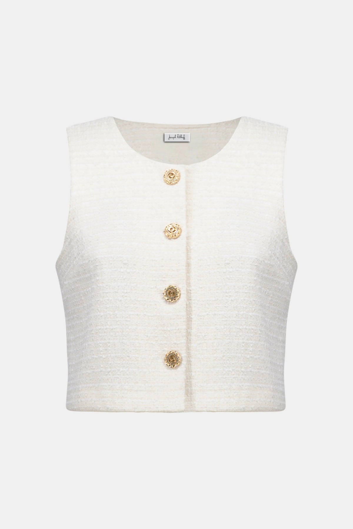Joseph Ribkoff Bouclé Sleeveless Vest With Gold Buttons