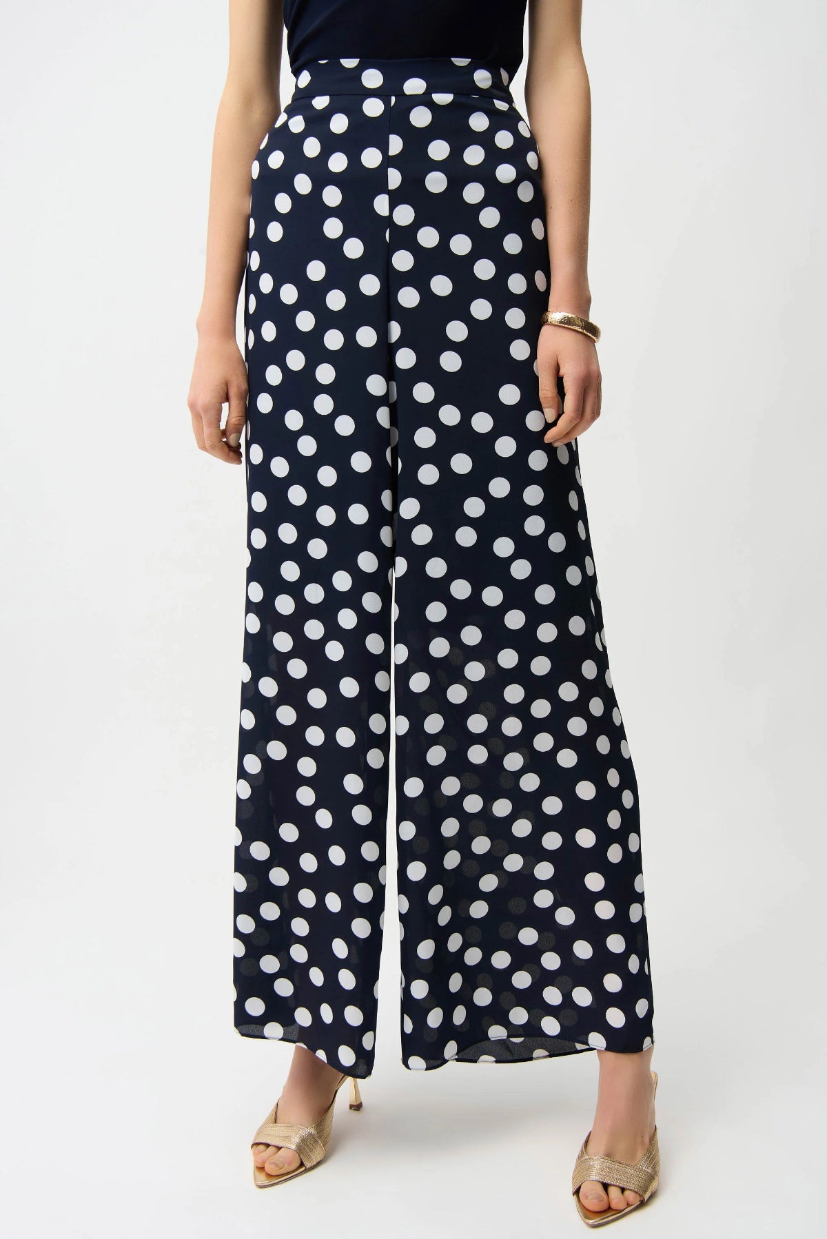 Georgette Dot Print Wide Leg Trousers