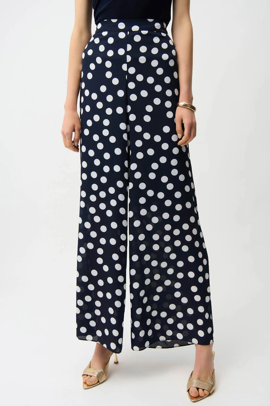 Georgette Dot Print Wide Leg Trousers