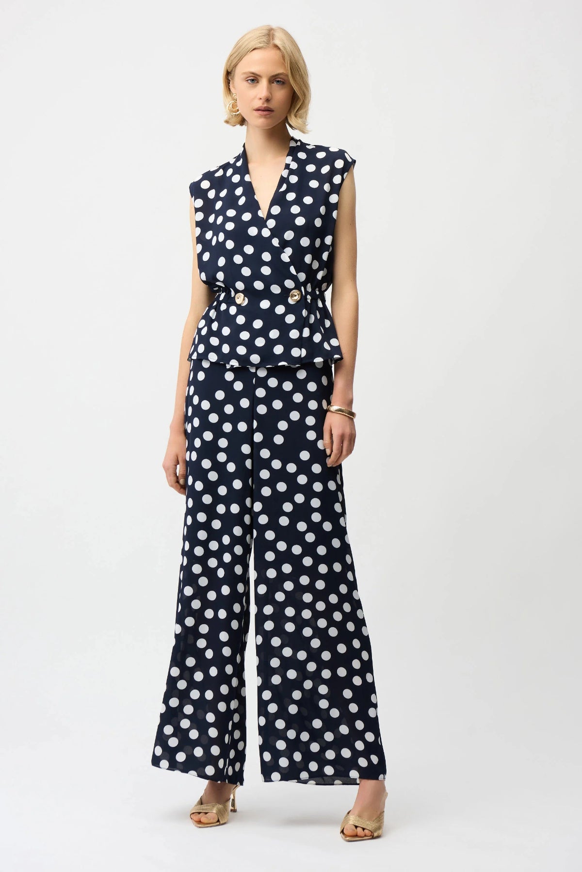 Georgette Dot Print Wide Leg Trousers