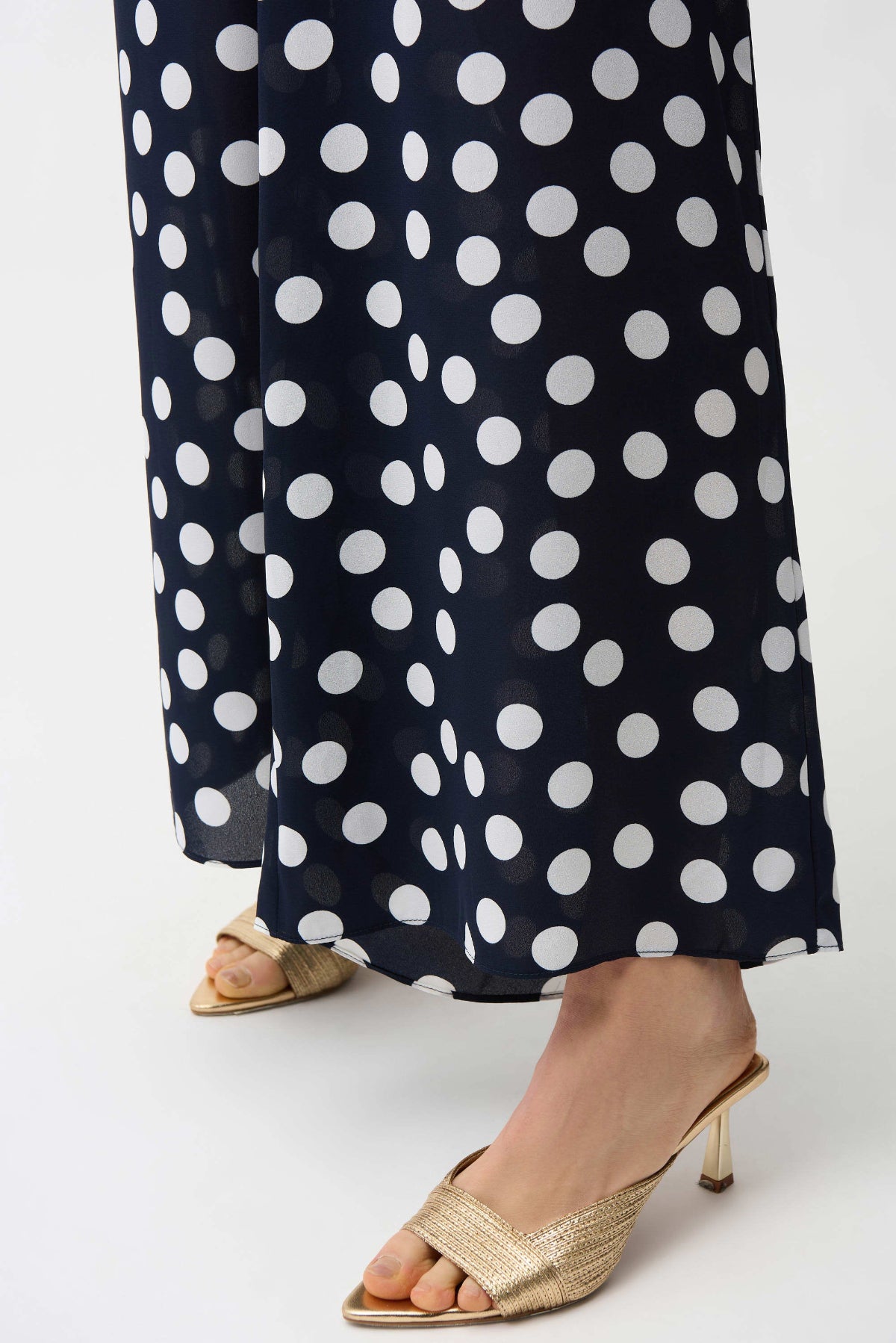 Georgette Dot Print Wide Leg Trousers