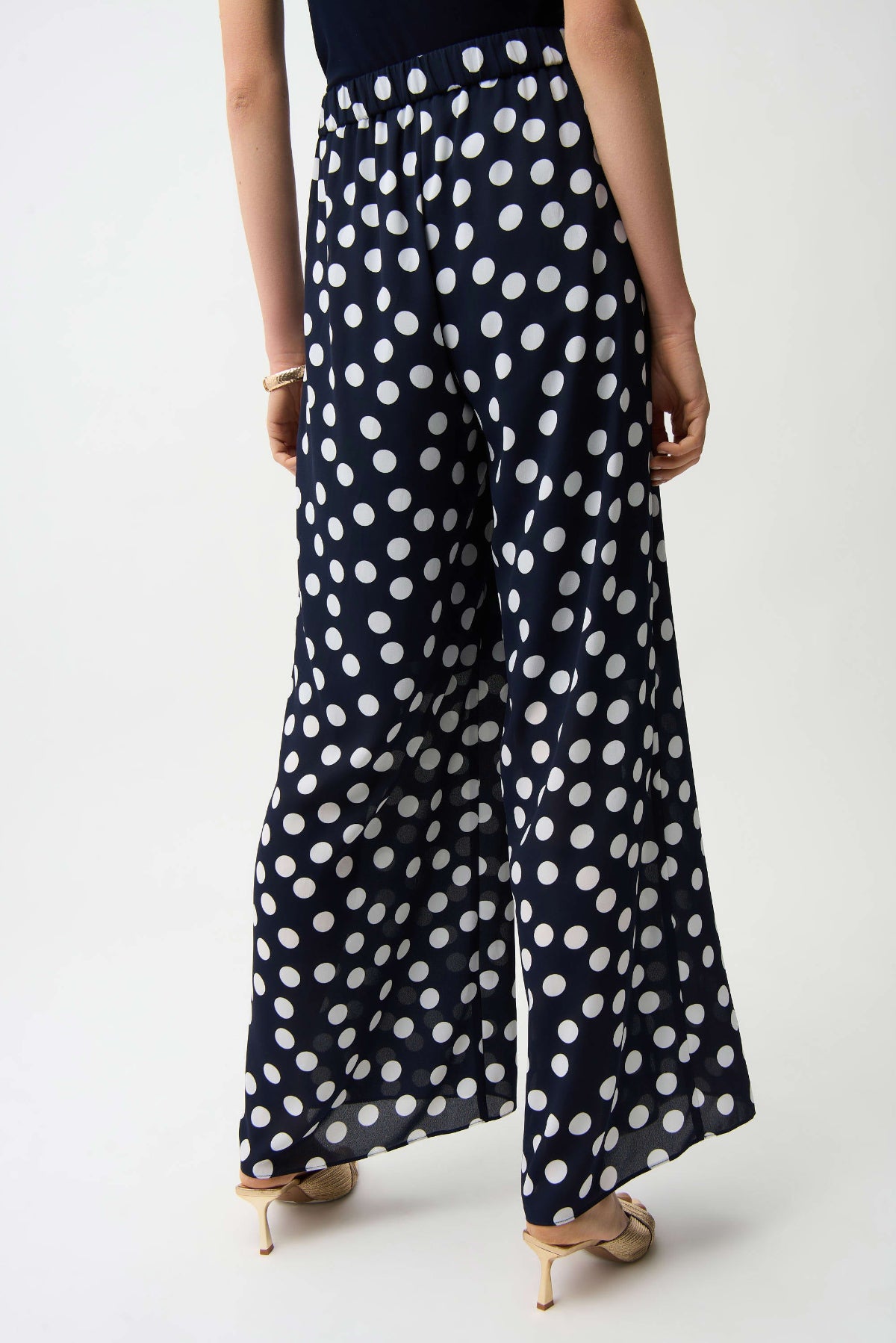 Georgette Dot Print Wide Leg Trousers