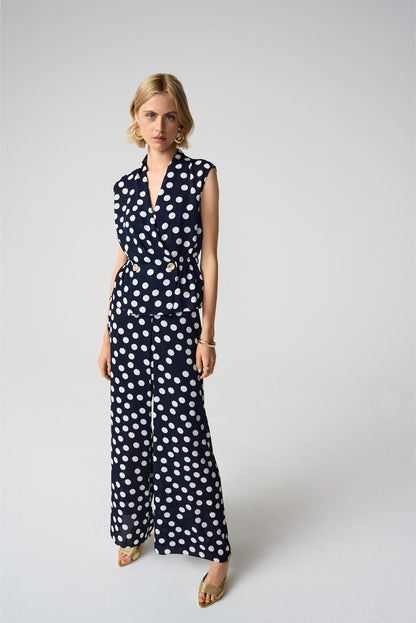 Georgette Dot Print Wide Leg Trousers