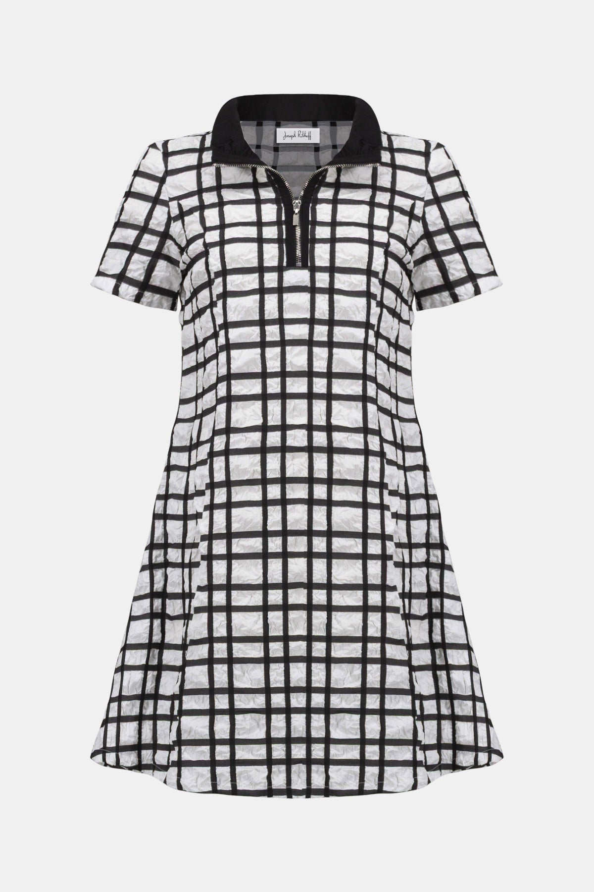Joseph Ribkoff Plaid Print A-line Dress With Contrast Detail
