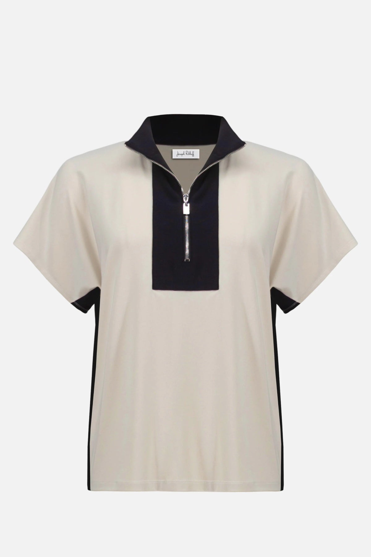 Colour Block Straight Top With Zipped Collar