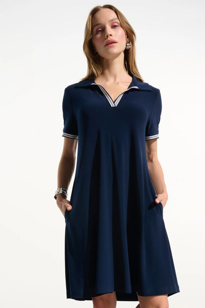 Trapeze Dress With Polo Collar