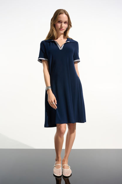Trapeze Dress With Polo Collar