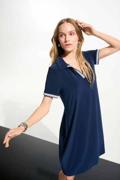 Trapeze Dress With Polo Collar