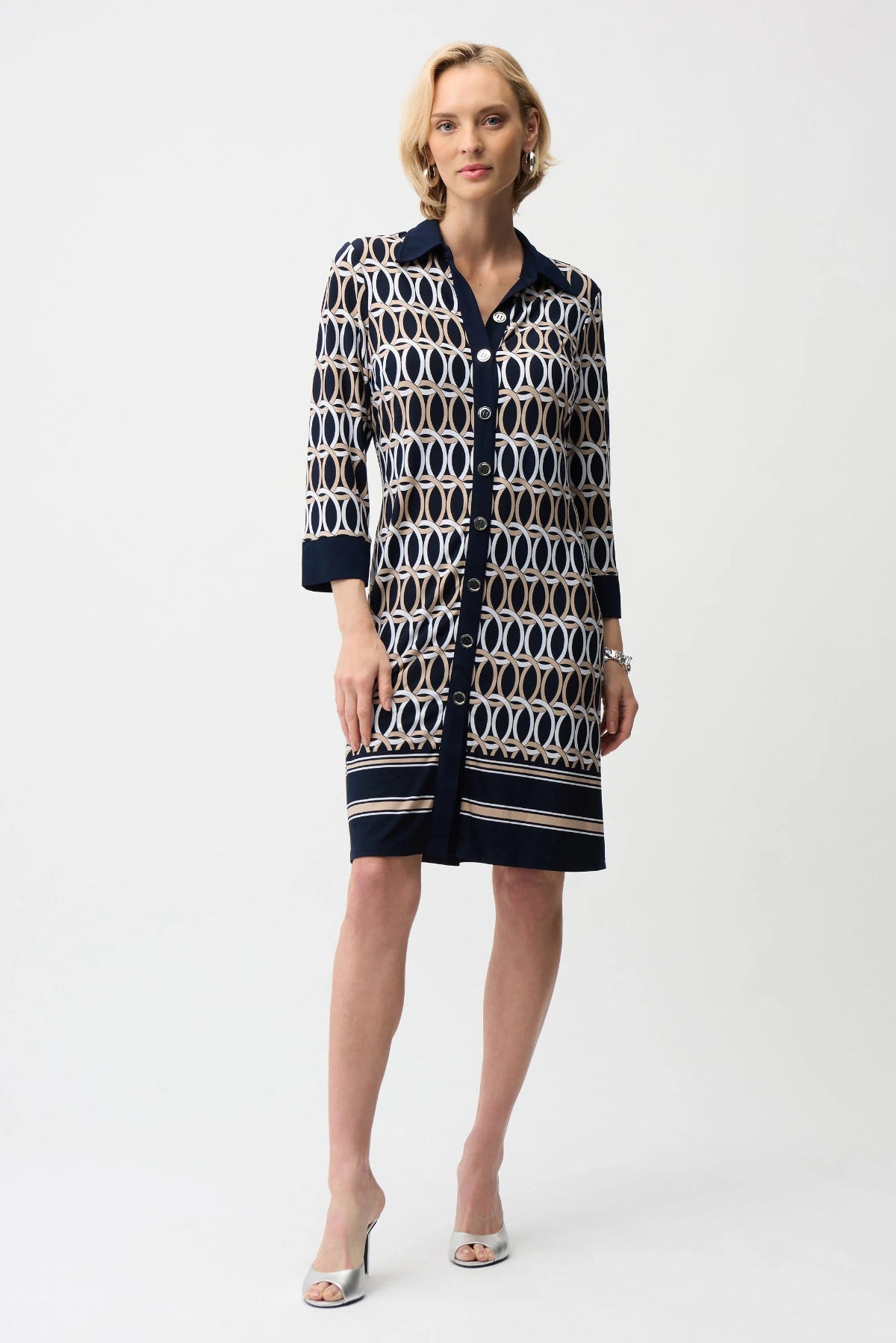 Joseph Ribkoff Geometric Print A-Line Shirt Dress