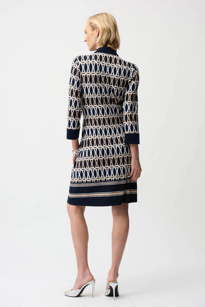 Joseph Ribkoff Geometric Print A-Line Shirt Dress