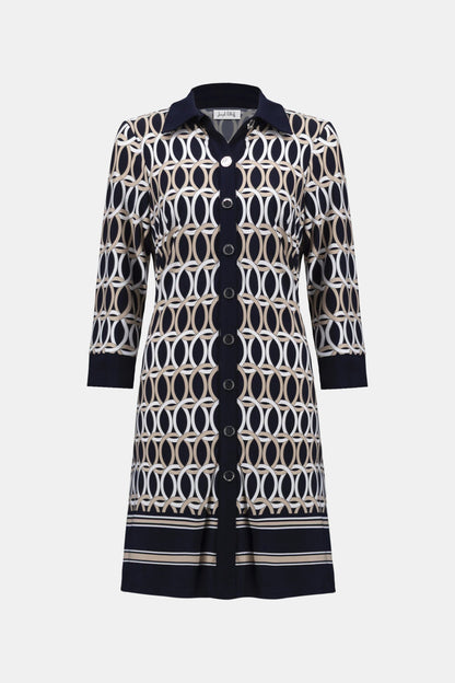 Joseph Ribkoff Geometric Print A-Line Shirt Dress