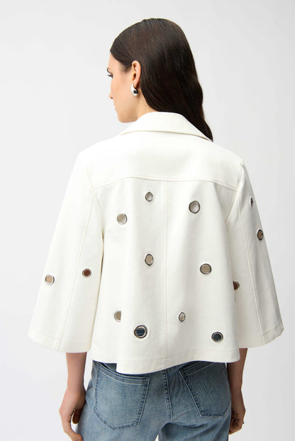 Joseph Ribkoff Foiled Faux Suede Swing Jacket With Eyelets