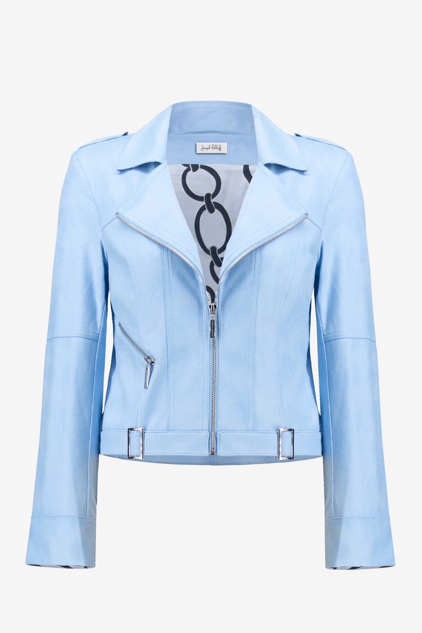 Sky Blue Faux Suede Fitted Jacket