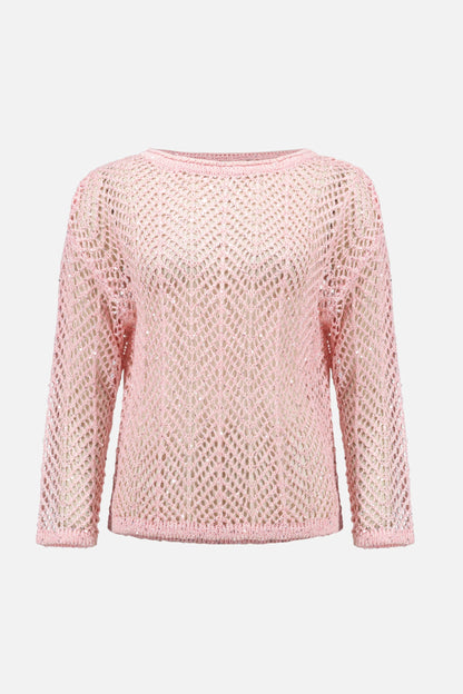 Sequins Yarn Chevron Long Sleeve Jumper