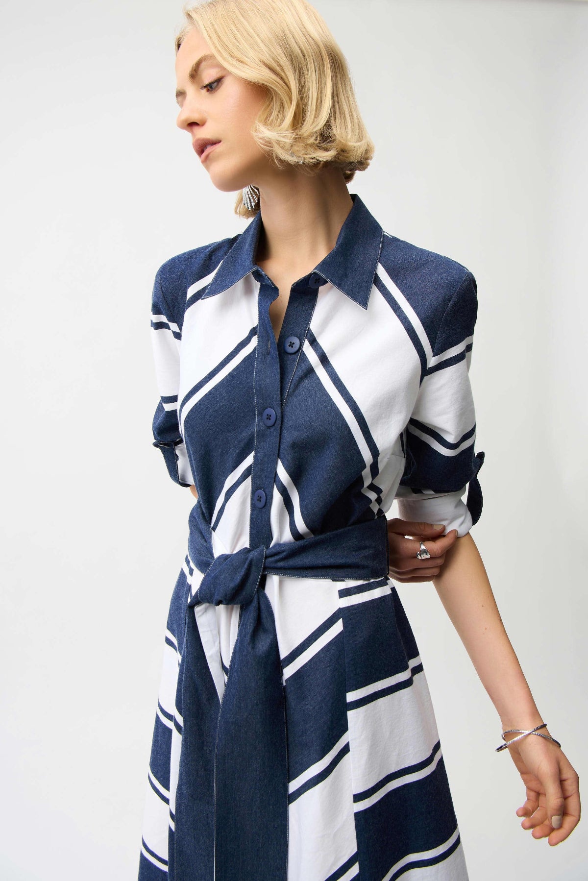 Cotton Stripe Print Fit and Flare Shirt Dress Lucindas on-line Cotton Stripe Print Fit and Flare Shirt Dress Lucindas on-line
